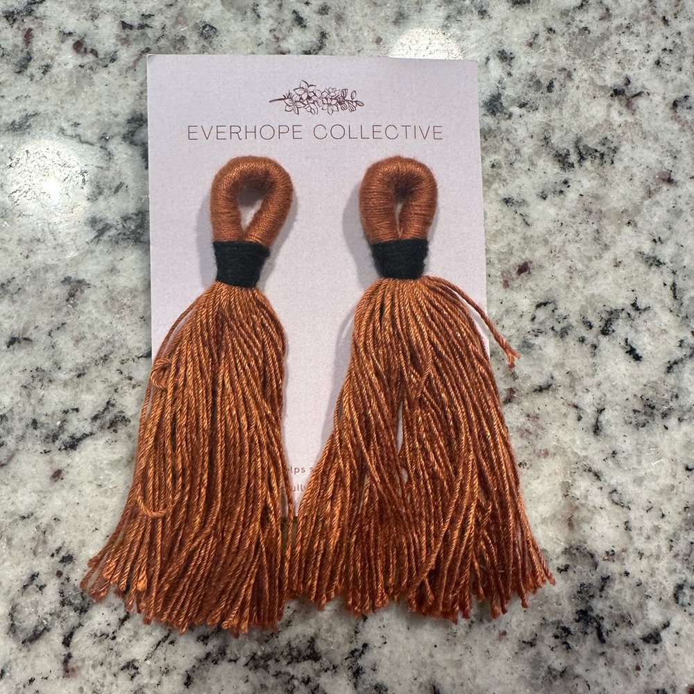 Everhope Collective Rust Tassel Statement Earrings Boho Lightweight